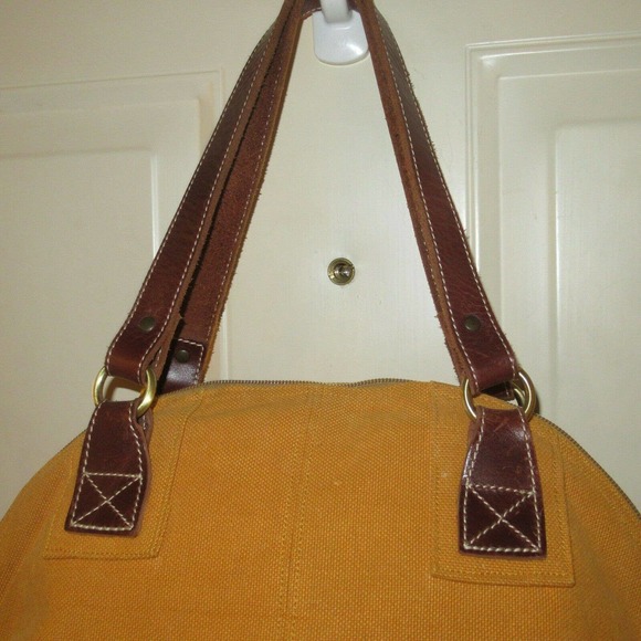 VANCE KITIRA NEW YORK Orange Canvas Leather Strap Crossbody Tote Handbag - Picture 4 of 9